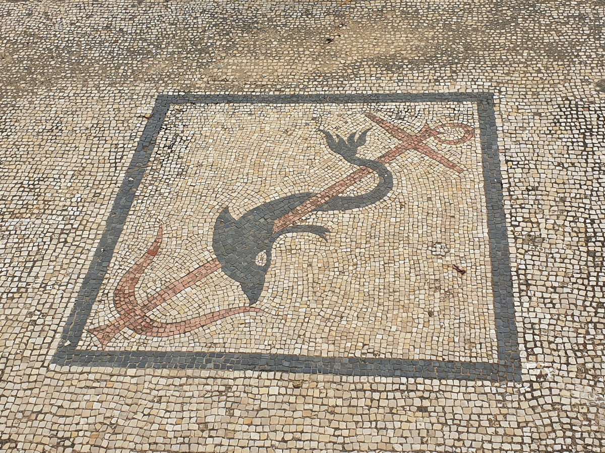Details eines Bodenmosaiks im Hof des Hauses des Dreizacks - Insel Delos