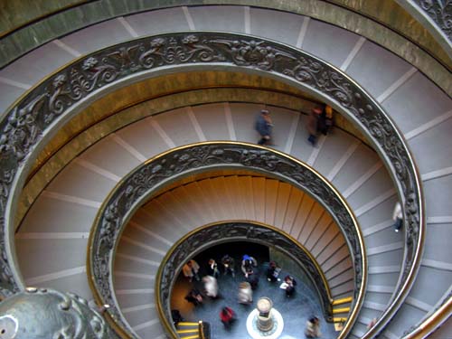 Vatikanische Museen Rom Der Vatikan die Vatikanstadt der Vatikanstaat Petersdom. Bramante Staircase