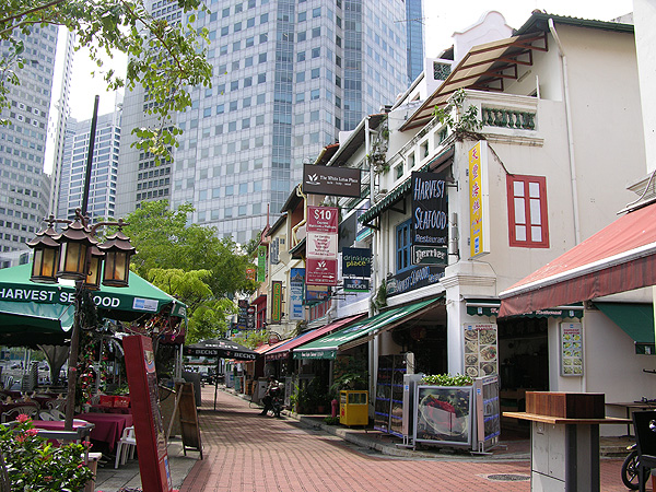 traditionelle Shophouses am Boat Quay in Singapur